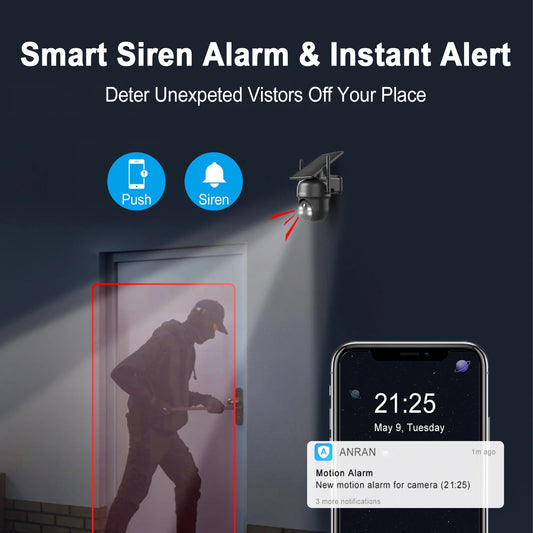 Caméra de Surveillance Solaire WiFi ANRAN 5MP – Sécurité Extérieure Intelligente | Vision Nocturne Couleur | Rotation 360° | Audio Bidirectionnel | Détection Humaine PIR | Étanche IP66 Ma boutique