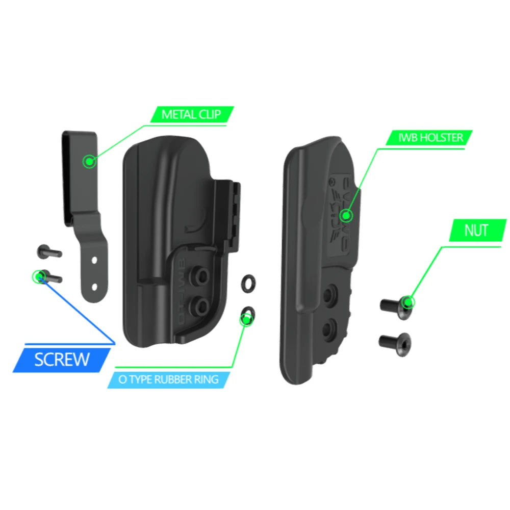 Holster IWB ambidextre pour Glock 17, 19, 22 et 26