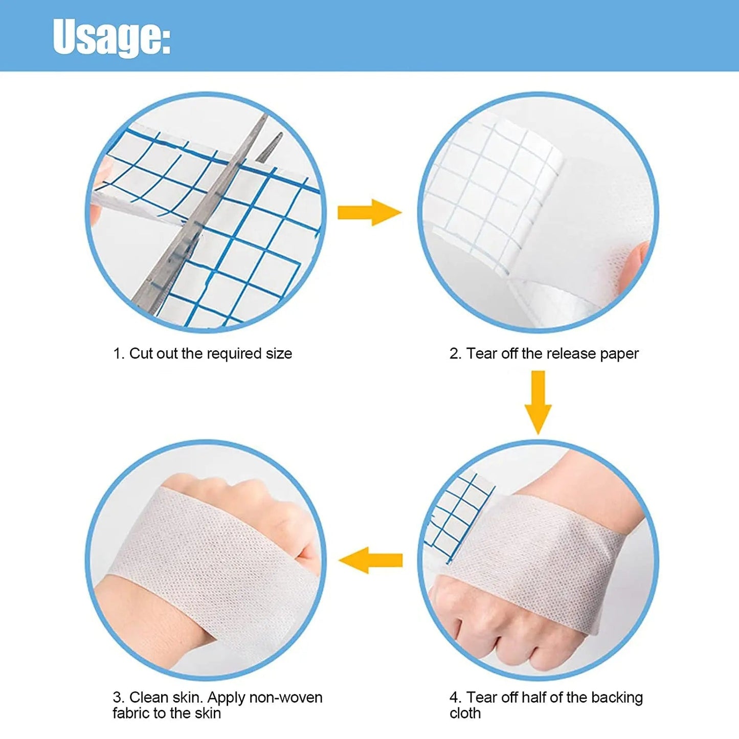 Ruban Adhésif Non-Tissé Respirant – Pansement Protecteur Doux en Tissu Antibactérien pour Cicatrisation des Plaies Ma boutique