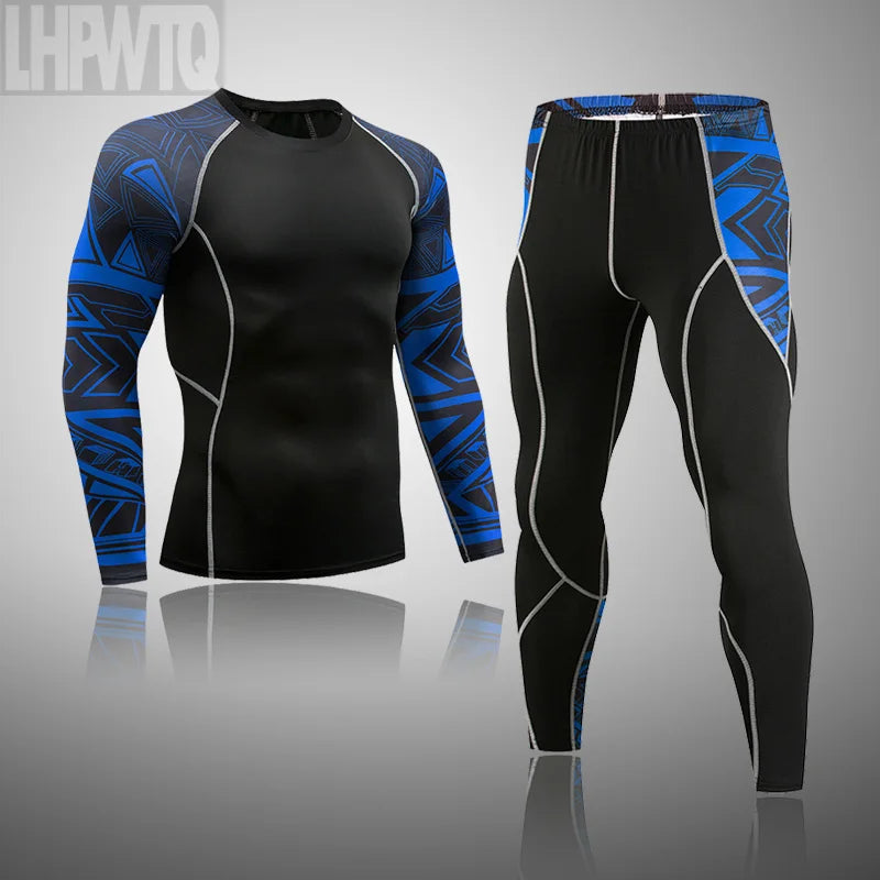Ensemble thermique homme de compression, leggings et sous-vêtement sport