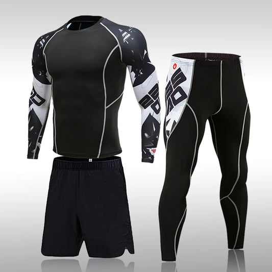 Ensemble de compression homme 2 ou 3 pièces, MMA et fitness