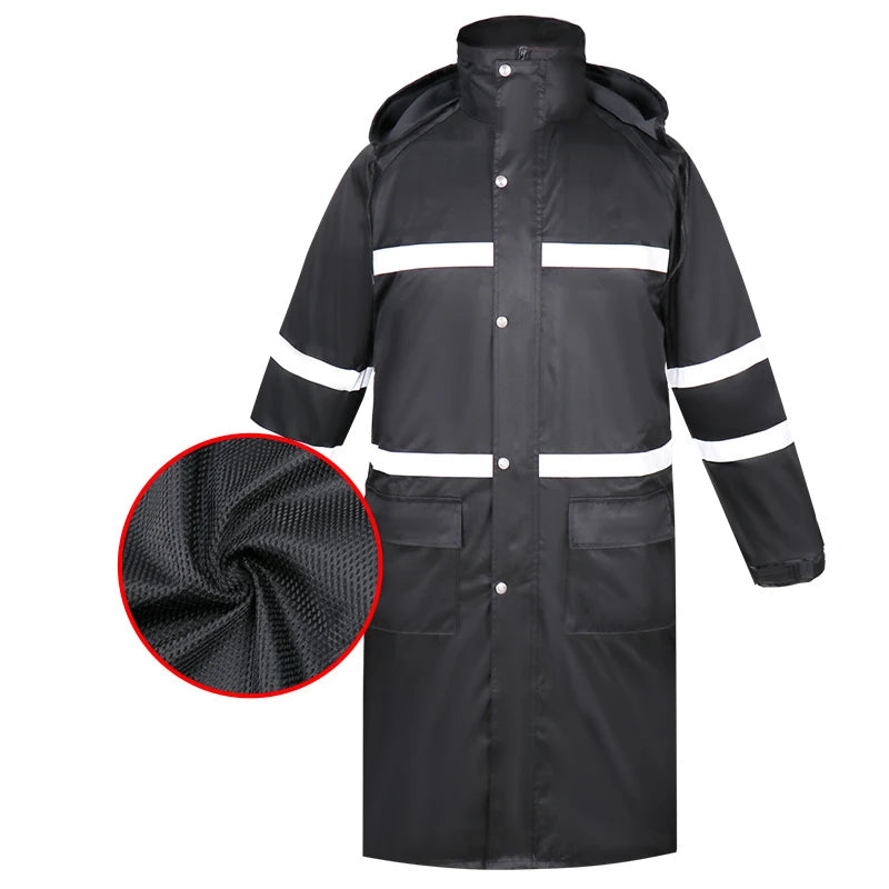 Imperméable Long Réfléchissant Unisexe – Hivizi Étanche • Respirant • Séchage Rapide • Capuche Escamotable - BLACKBEARD OUTDOOR INDUSTRIES