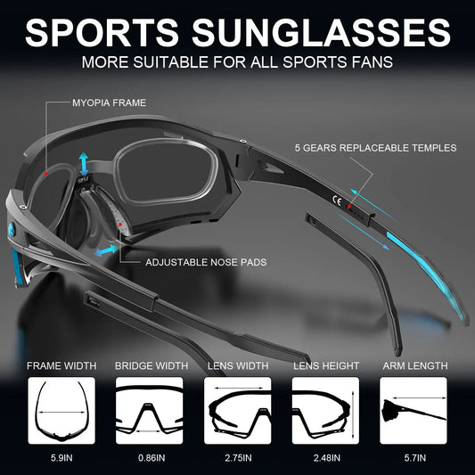X-TIGER Lunettes de Cyclisme 5 Verres – UV400, Polarisées – Pour Vélo, Running, Pêche & Sports Extérieurs - BLACKBEARD OUTDOOR INDUSTRIES
