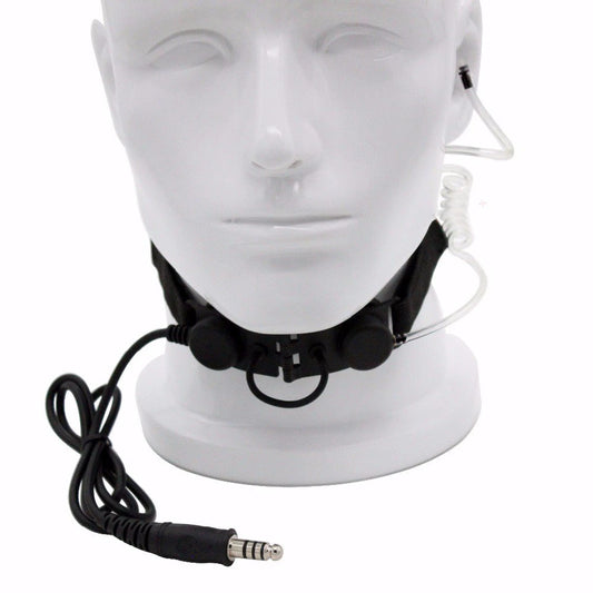 Micro Laryngophone Tactique + PTT U94 – Casque Tube Acoustique pour Talkie-Walkie BaoFeng, Kenwood, TYT