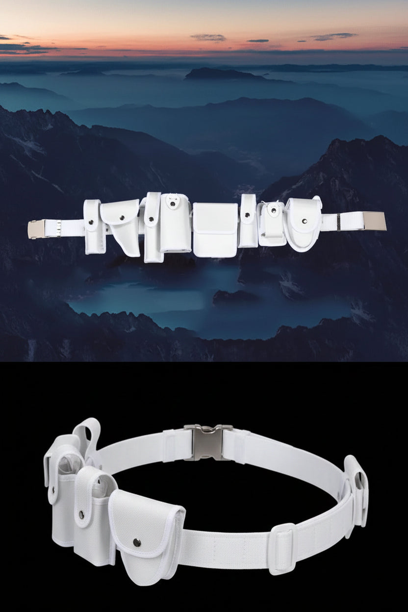 Ceinturon police blanc – Ceinture tactique en nylon, 8 pochettes + bandoulière, taille unique réglable - BLACKBEARD OUTDOOR INDUSTRIES