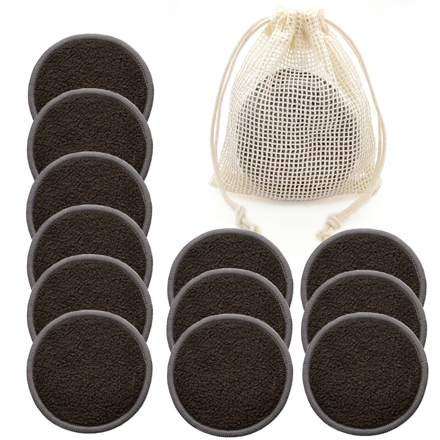 Disques démaquillants lavables en bambou, lot de 12