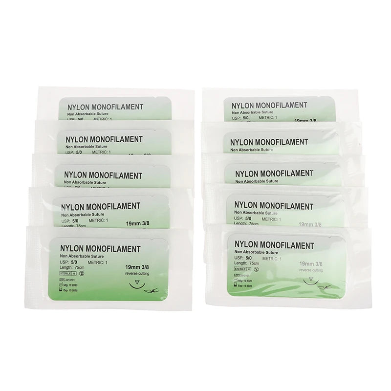 Kit Sutures Médicales 5/0 – 12 Aiguilles & Fils Entraînement Nylon Soie Polyester