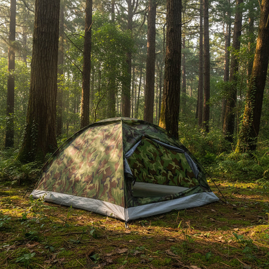 Tente Camping 1-2 Personnes Couche Simple Portable – 4 Saisons, Camouflage & Couleurs