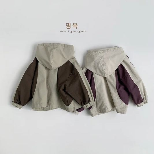 Veste Zippée Enfant À Capuche Patchwork – Manches Longues Printemps