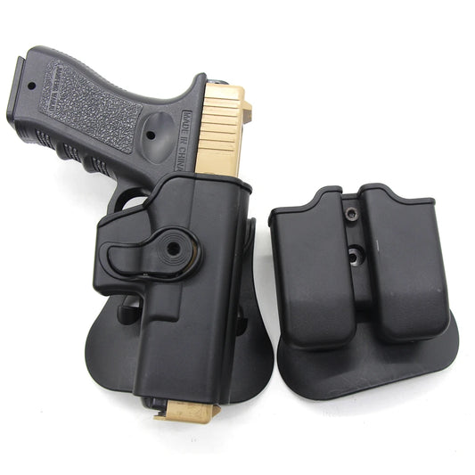 Holster Ceinture IMI Glock 17/19 Gen 1-4 + Porte-Chargeur Double 9mm – Polymère Léger, Droitier | Noir, Tan, Vert - BLACKBEARD OUTDOOR INDUSTRIES