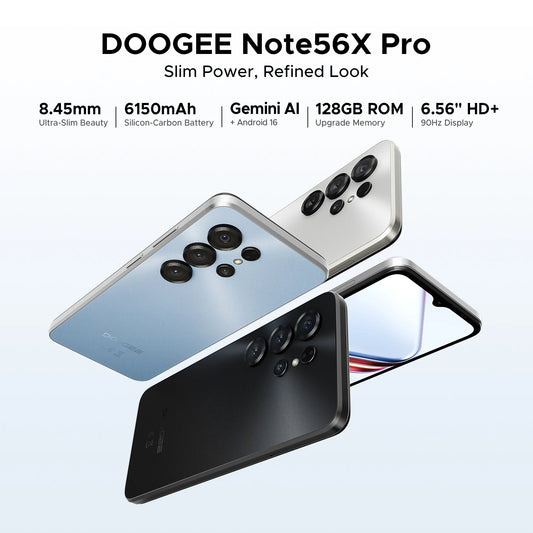 Smartphone DOOGEE Note56X Pro – Android 16, 4+32Go RAM, 128Go, 6150mAh, NFC