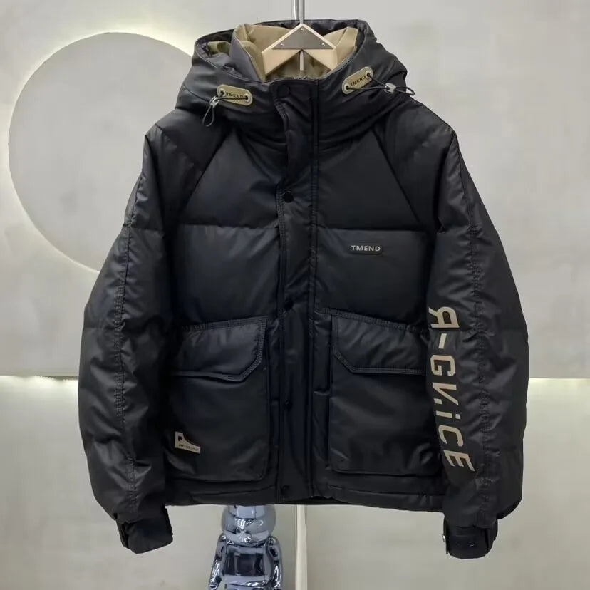 Fashion Men's Hooded Down Jacket Fall Winter Thick Warm Outdoor Windproof Sportwear Coats Male Disposable White Duck Down Jacket BLACKBEARD OUTDOOR INDUSTRIES