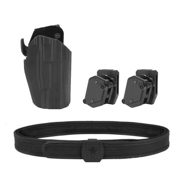 Ceinture Tactique IPSC Double Couche – Holster & Porte-Chargeur Inclus