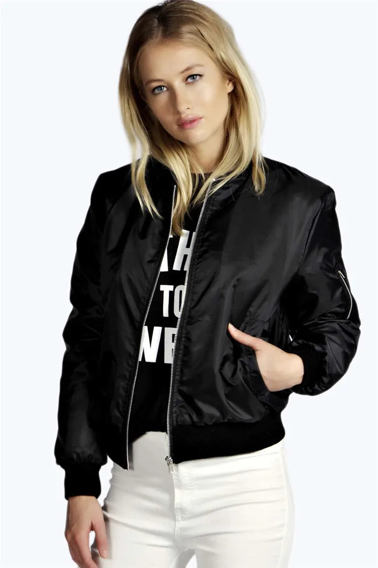 Blouson Bomber Court Femme – Style Vintage Col Rond Fermeture Zip - BLACKBEARD OUTDOOR INDUSTRIES
