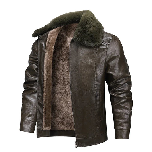 Veste Cuir Homme Hiver — Col Montant, Doublure Polaire Épaisse, Imperméable & Coupe-Vent | M à 4XL - BLACKBEARD OUTDOOR INDUSTRIES