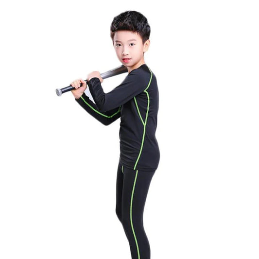 Tenue Sport Enfant Compression – Maillot Manches Longues Séchage Rapide