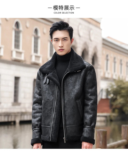 Veste en Cuir PU pour Homme avec Doublure en Cachemire – Manteau en Cuir Motard d'Hiver Épais et Chaud pour Hommes BLACKBEARD OUTDOOR INDUSTRIES