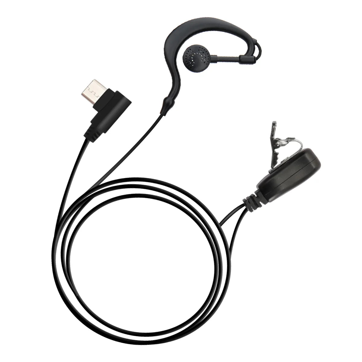 Oreillette USB-C PTT avec Embout Rotatif 360° – Radio PoC Réseau Zello, Compatible GP-268 / GP-298