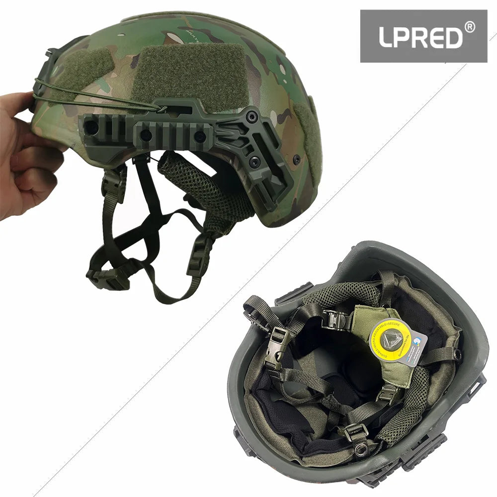 Casque tactique haute coupe avec rails latéraux