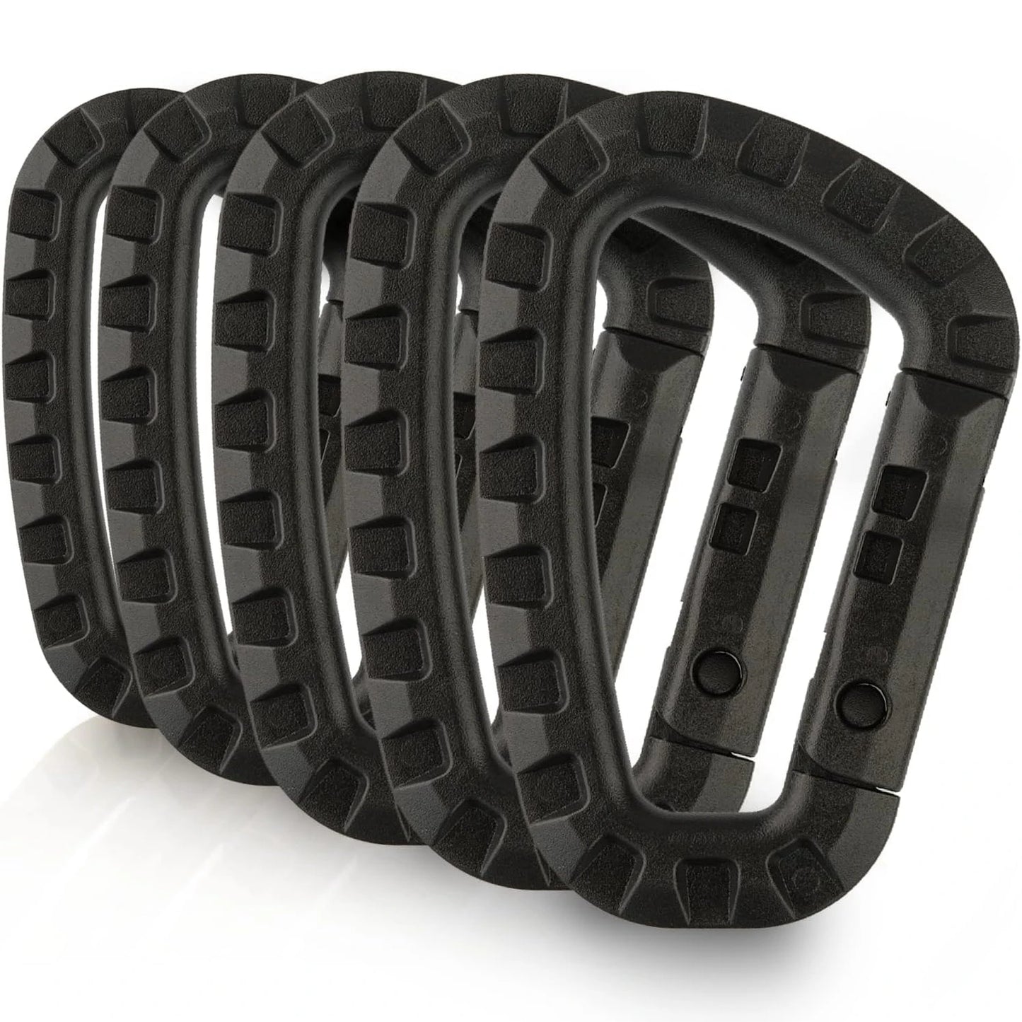 5 Pièces – Mousquetons Tactiques en Plastique 3,5" avec Clip Molle, Forme D, Fermeture à Ressort, Porte-Clés ITW, Outils EDC pour Camping, Randonnée et Activités de Plein Air - BLACKBEARD OUTDOOR INDUSTRIES