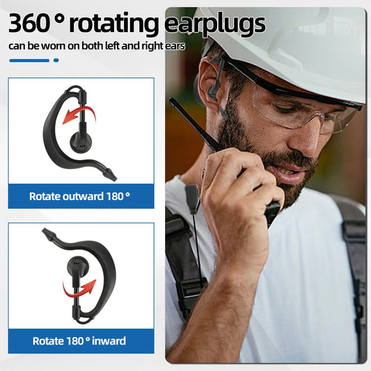 ABBREE POC Network Walkie Talkie Headset 360° Rotatable Earplug Built-in PTT MIC For GP-268 GP-298 ZELLO Type-C Radio Earphone BLACKBEARD OUTDOOR INDUSTRIES