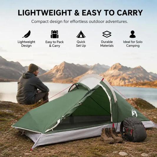 Tente de Trekking 2 Personnes Légère — Polyester 185T Revêtement PU, Camping & Randonnée