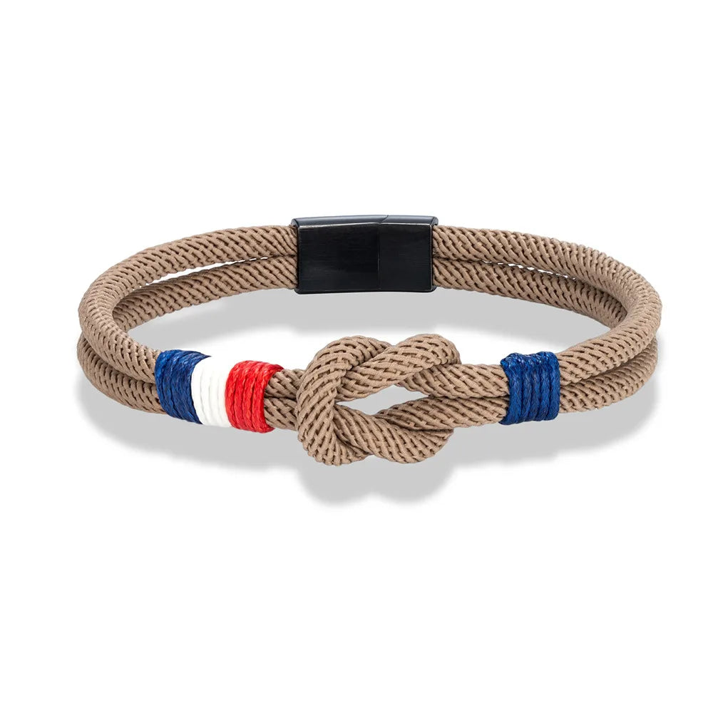 Bracelet Tressé Square Knot en Acier Inoxydable - France Flag Couple Jewelry BLACKBEARD OUTDOOR INDUSTRIES