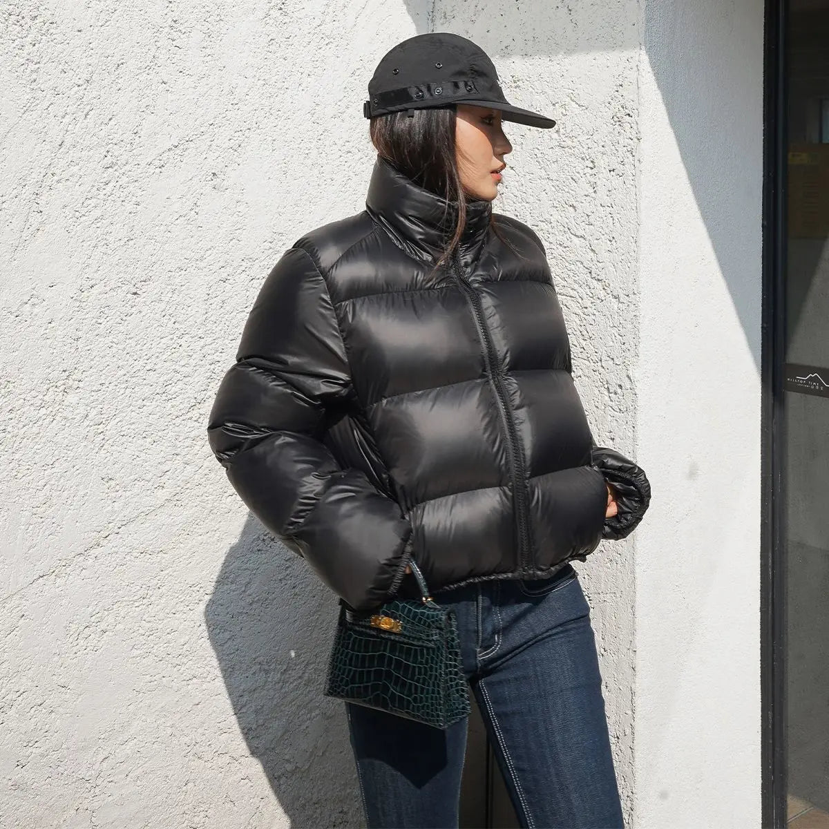 Doudoune courte crop femme, style Y2K