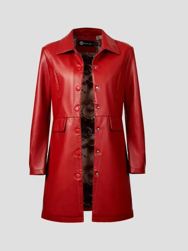 Veste femme en simili cuir PU à col revers