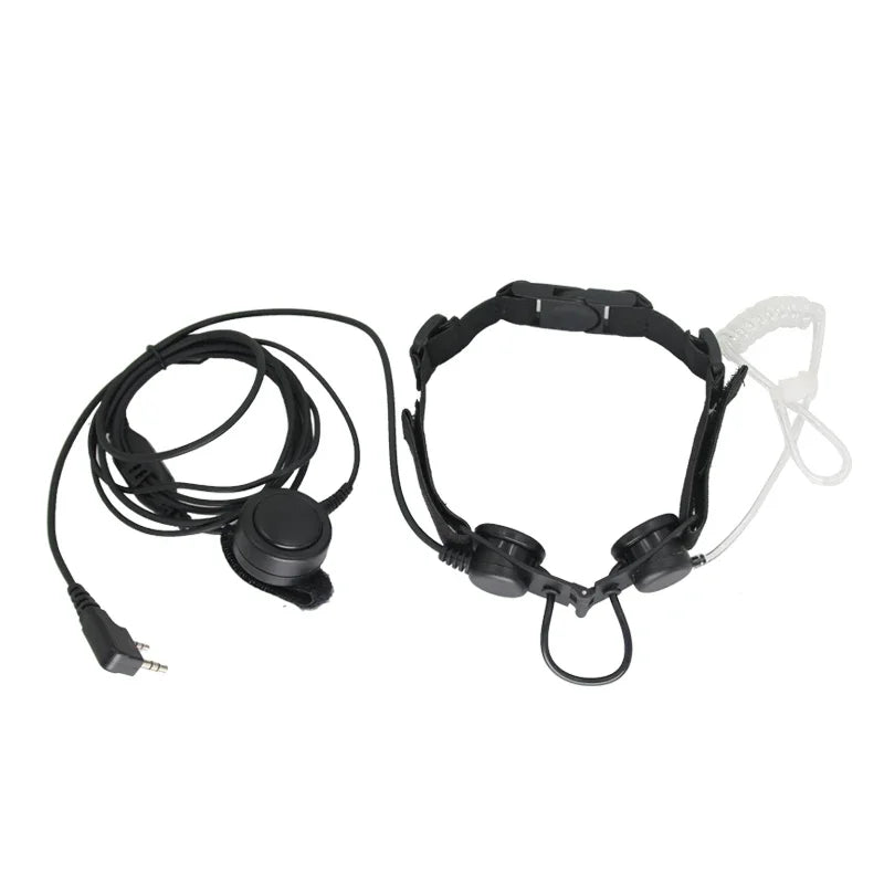 Micro Laryngophone Imperméable + PTT Doigt – Casque Tube Acoustique Talkie-Walkie BaoFeng, Kenwood, TYT