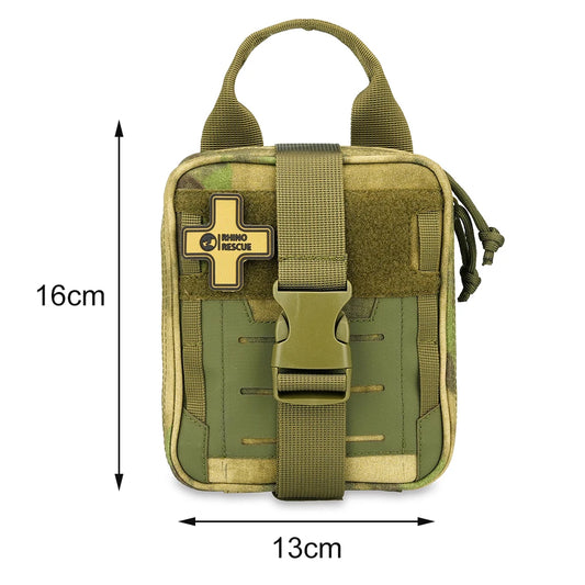 RHINO RESCUE CMS-Mini – Pack EDC Tactique Premiers Secours 10 Pièces, Vert Militaire
