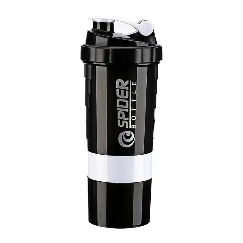 Shaker 3 Compartiments 600ml ABS — Mixage Sans Grumeaux | Sport & Musculation | Gourde Double Usage | Noir, Blanc, Rouge, Bleu