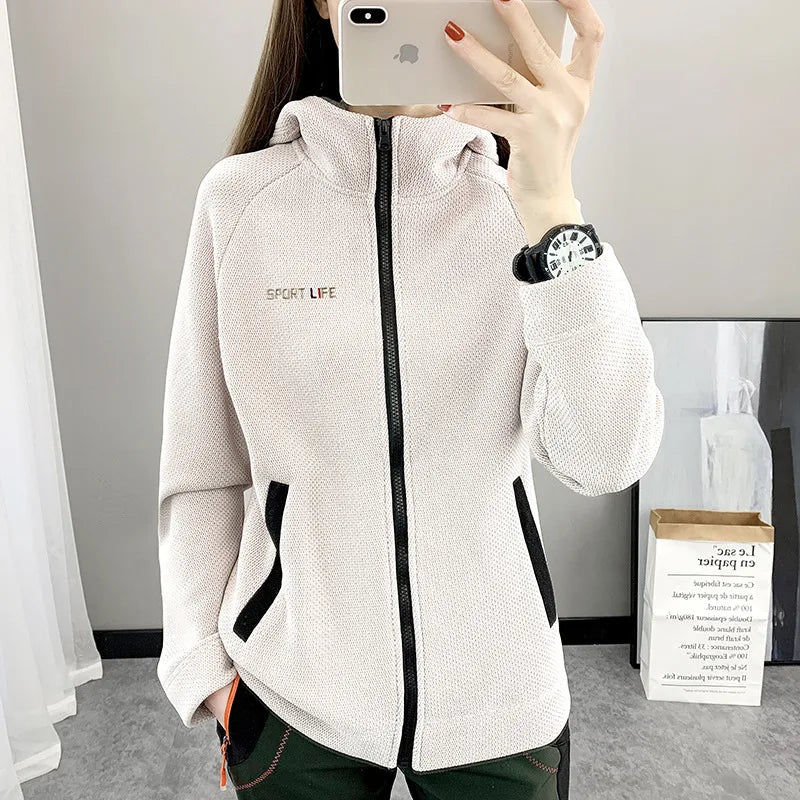 Veste Polaire Femme Chaude à Capuche Outdoor Hiver