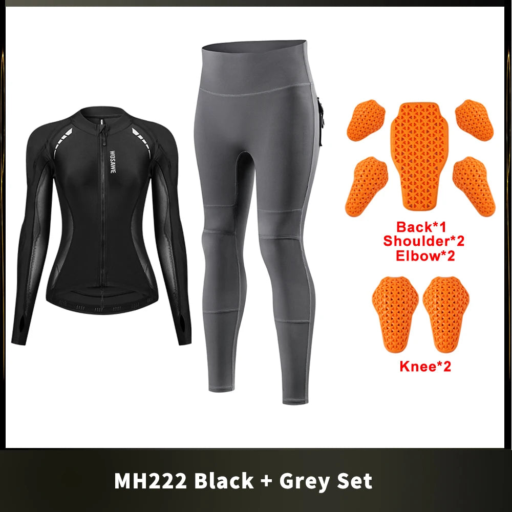 WOSAWE Women Motorcycle Jacket and Pants Set with Removable Pads Soft Protective Gear CE Certified Safety Moto Racing Clothes BLACKBEARD OUTDOOR INDUSTRIES