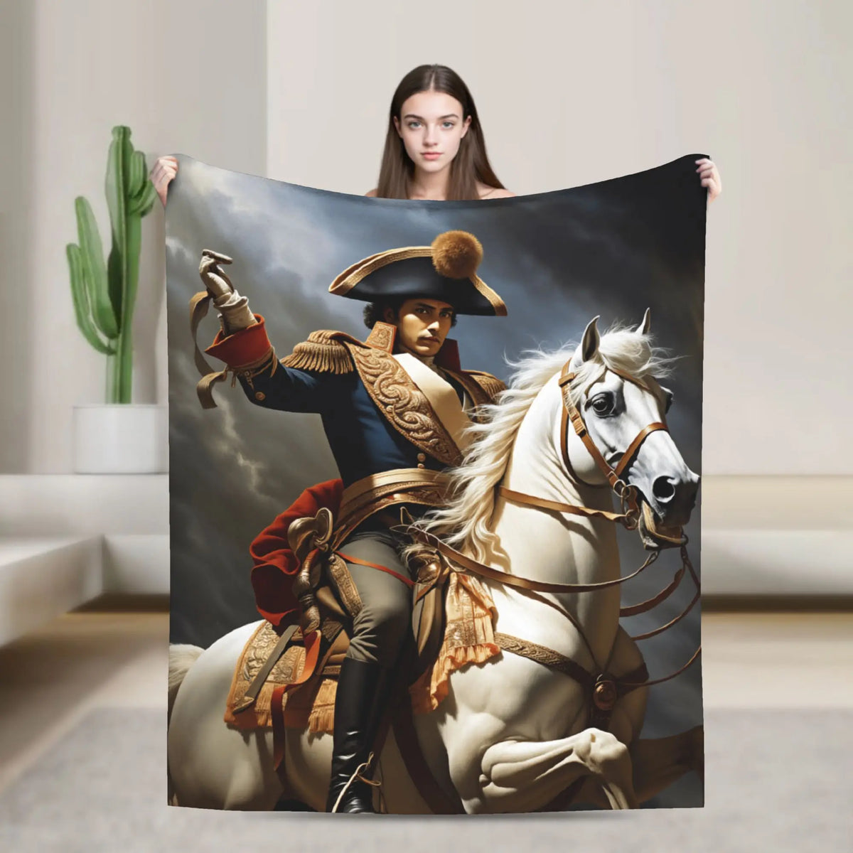 Plaid Polaire Napoléon – Couverture Portrait Historique 100% Polyester
