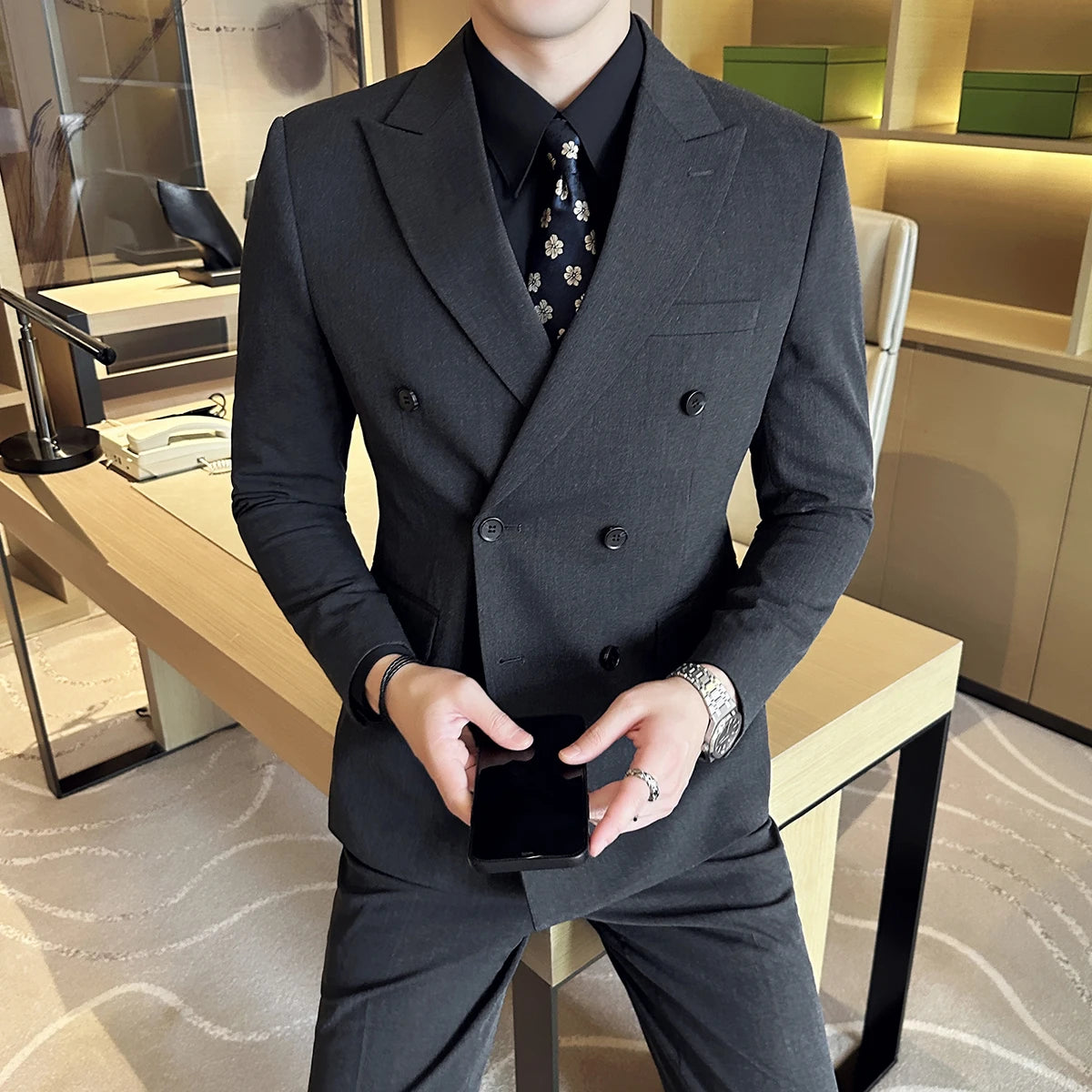 Costume homme croisé ajusté, 2 ou 3 pièces