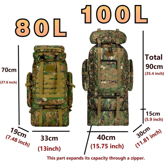 Sac à Dos Tactique 80L / 100L – Grand Volume pour Randonnée, Camping & Trekking - BLACKBEARD OUTDOOR INDUSTRIES