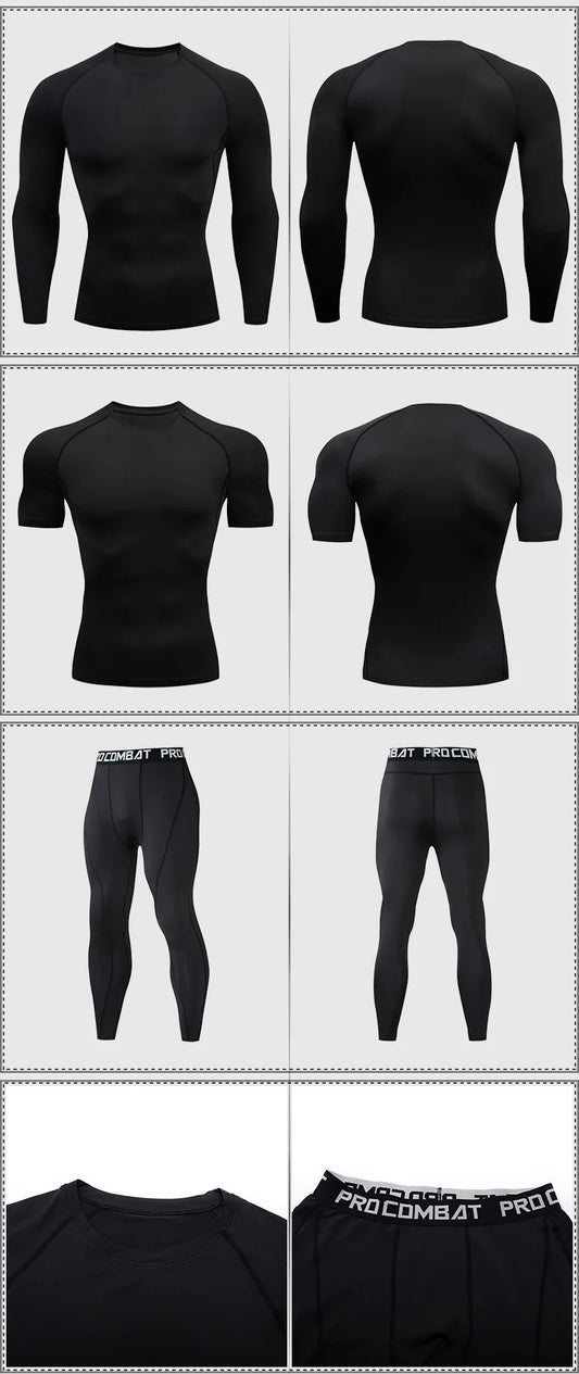 Ensemble MMA homme 2 ou 3 pièces, rashguard et legging de compression
