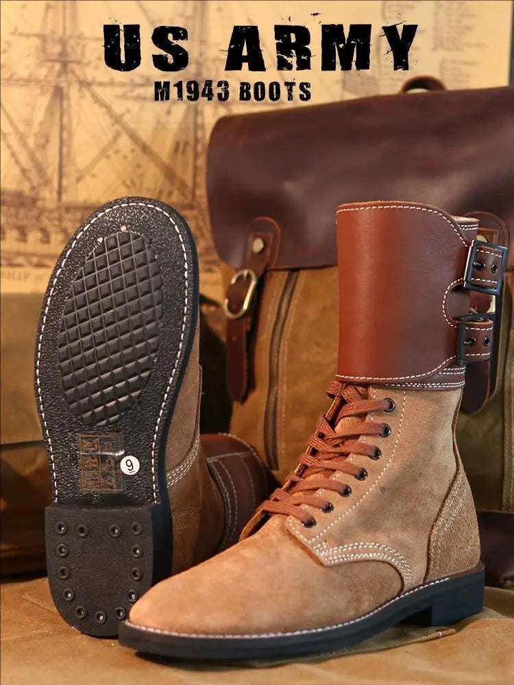 Rangers Vintage Militaires Homme - Style Armée, Cuir Daim Fait Main
