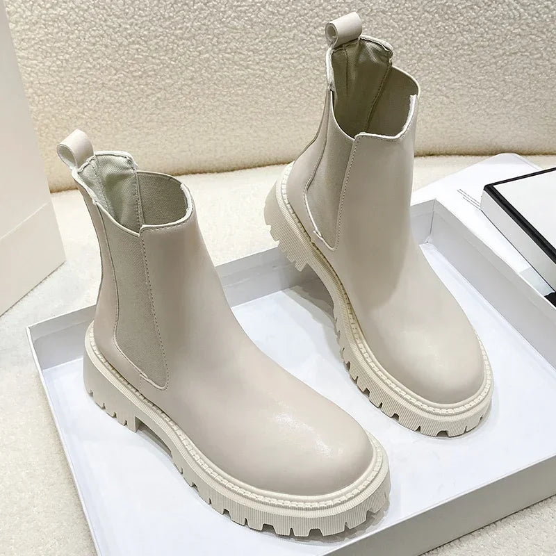 Bottines Femme Semelle Épaisse – Bottes Courtes Imperméables Automne Hiver | Confort & Style