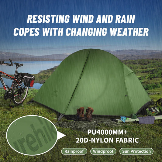 Tente Ultra-Légère Naturehike 1 Personne – 4 Saisons, TPU Nylon, 1,3kg, Imperméable 3000mm