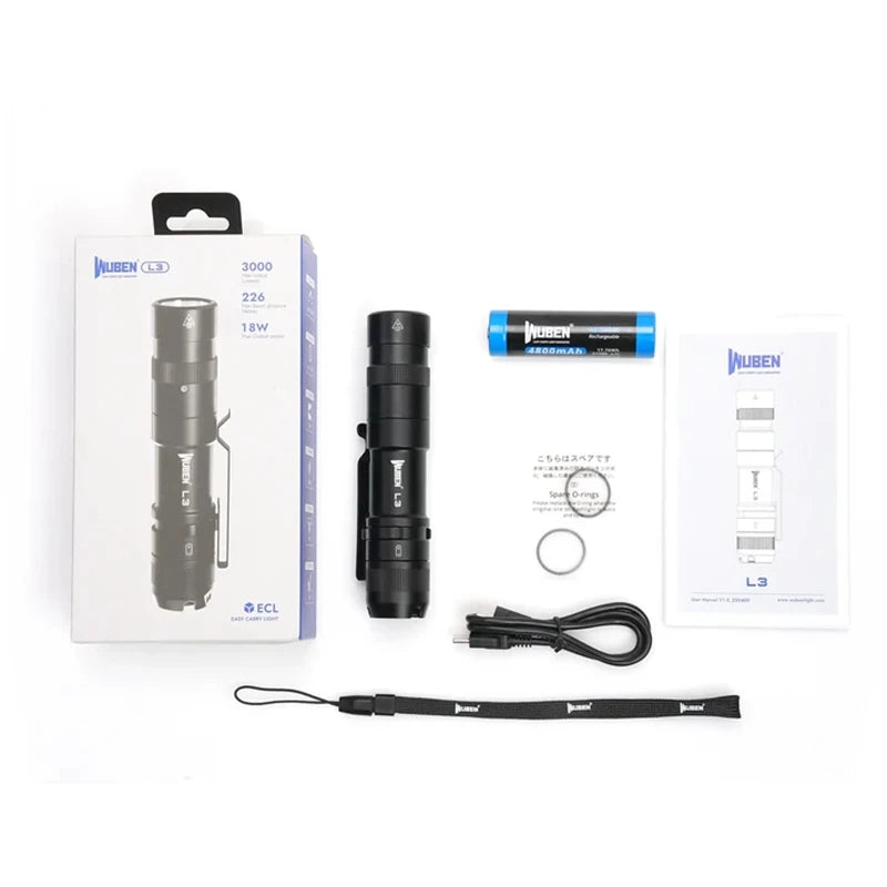 WUBEN L3 – Lampe de Poche EDC 3000lm + Power Bank 4800mAh – IP68