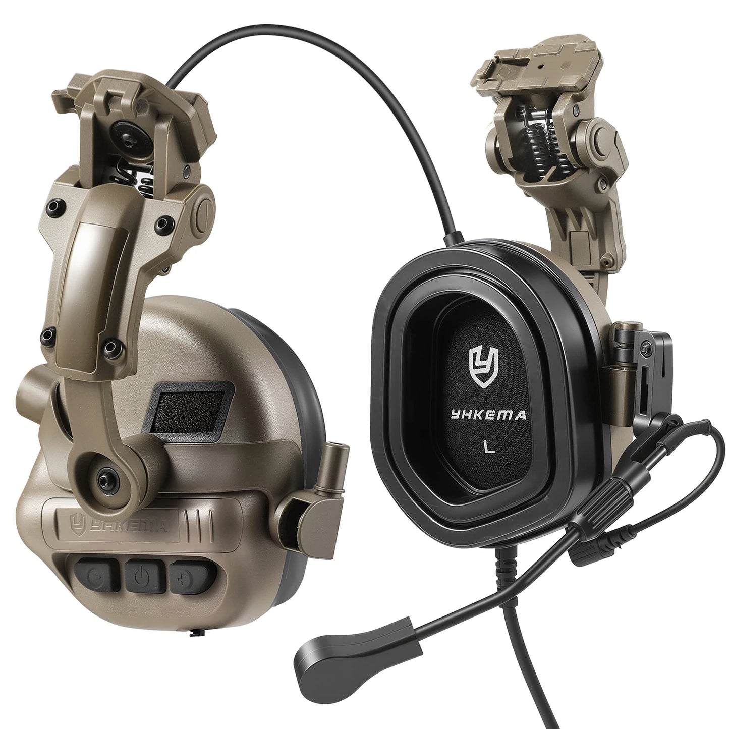 Casque Tactique Électronique sur Rail de Casque – 22 dB NRR, Amplification ×6, Micro Boom, PTT Kenwood