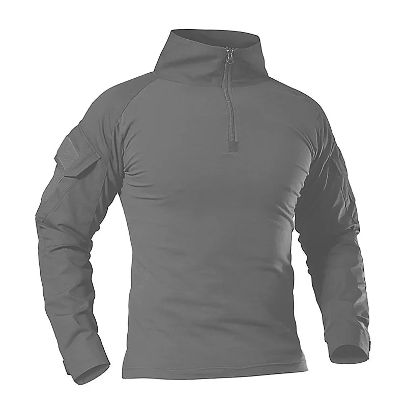 T-Shirt Tactique Militaire Manches Longues – Camouflage CP, Coton DRYTEC, Homme