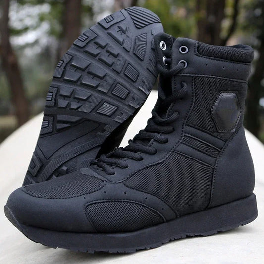 Bottes tactiques montantes noires respirantes