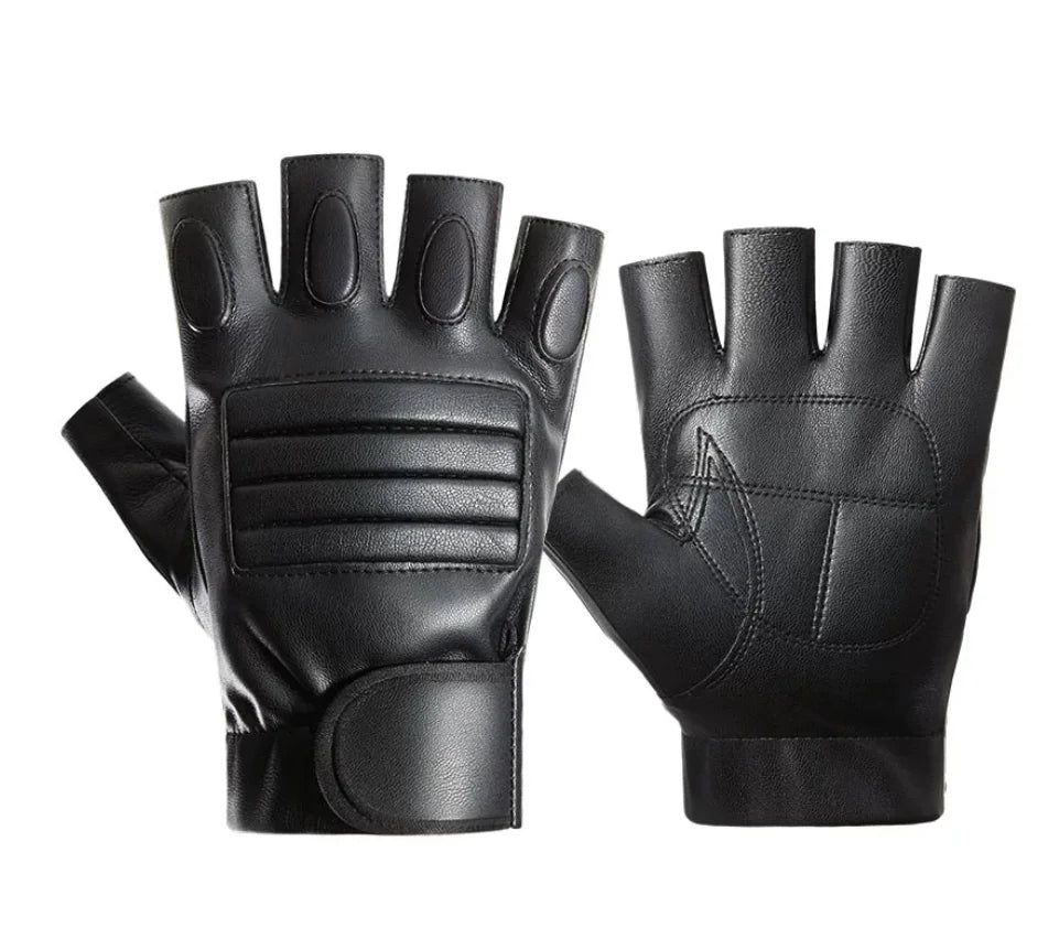 Gants tactiques homme demi-doigts en cuir Alpha pour militaire et police