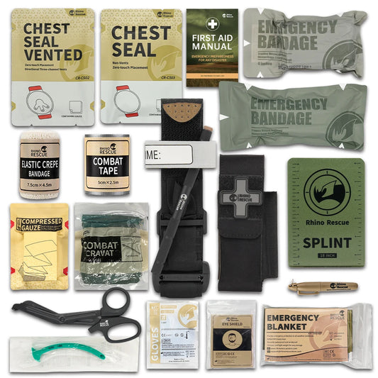 Recharge IFAK RHINO RESCUE – Kit Trauma Combat 7, 10 ou 17 Pièces, Survie Tactique