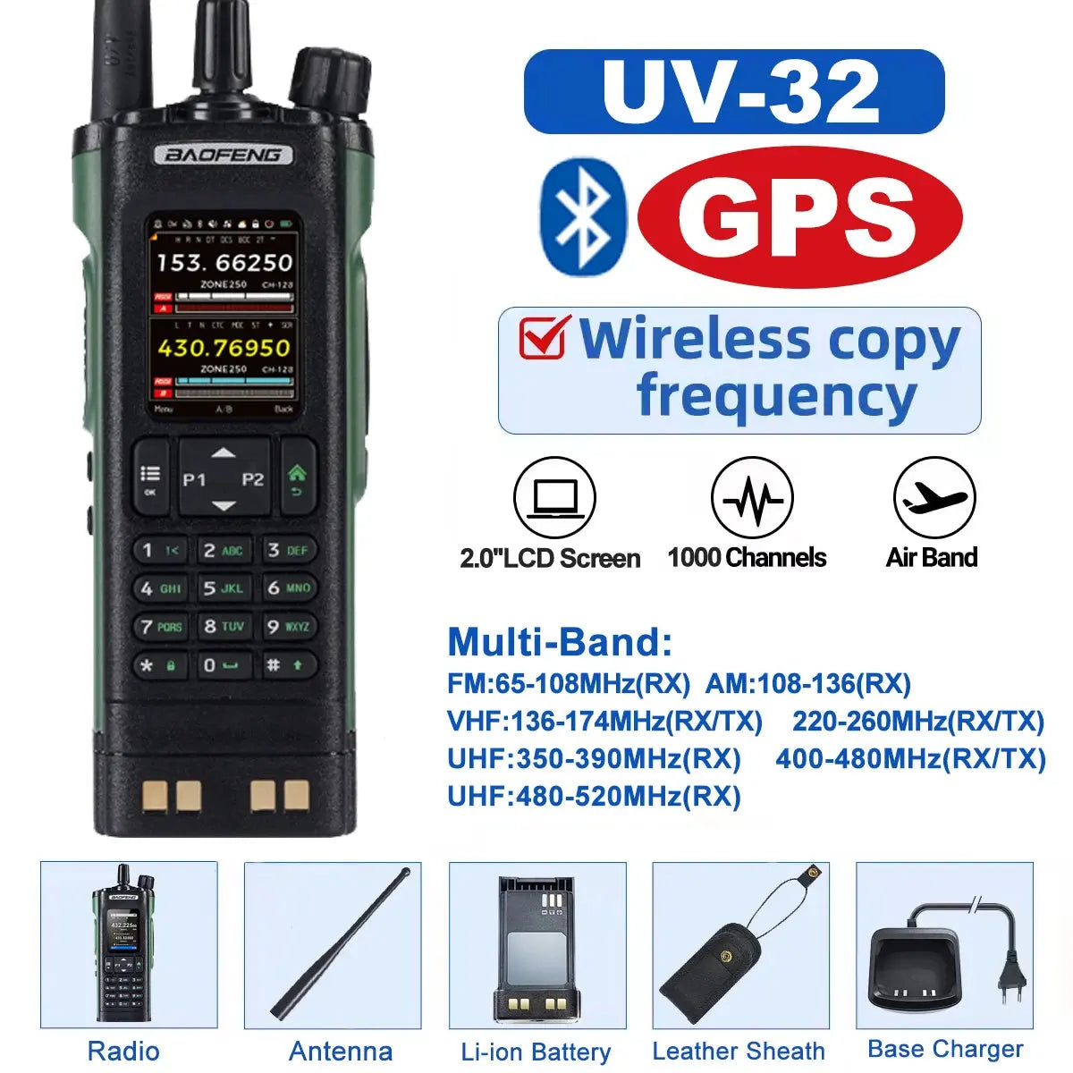 🔊 Talkie-Walkie Baofeng UV-32 – Puissant, Multi-Bande, Programmable via Bluetooth Ma boutique