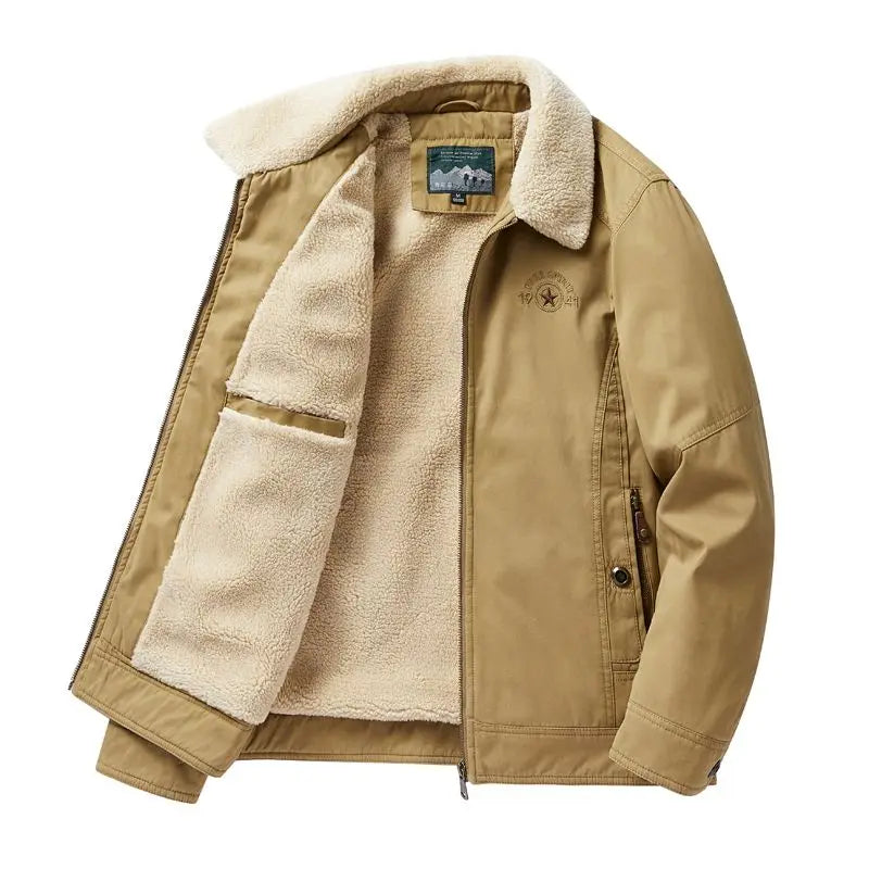 Autumn Winter Men's Cotton Thick Warm Fleece Jackets Stand Collar Fleece Lined Outdoor Workwear Warm Casual Style New Arrival BLACKBEARD OUTDOOR INDUSTRIES