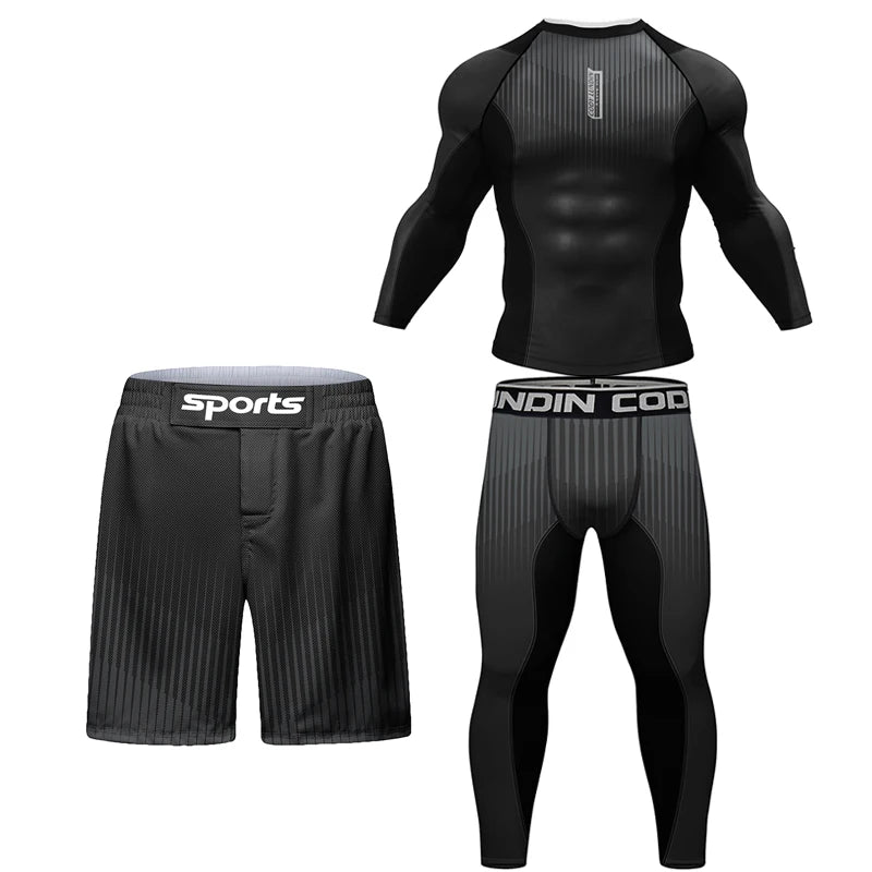 Ensemble Rashguard MMA – T-Shirt + Pantalon Compression – Jiu Jitsu / Kickboxing / Grappling - BLACKBEARD OUTDOOR INDUSTRIES